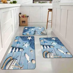 Nautical Bliss Coastal Decorative Mat With Starfish And Lighthouse Design Soft, Bedroom, Or Study Decor Fast Drying Anti-Slip Soft Carpet For Bathroom Shower Laundry Room Kitchen All Season Home Decor Bathr Soft Flannel Bath Mat Home Decor Gift
