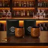 Lemelange Insulated Wooden Whiskey & Bourbon Tumbler Set - Charred or Uncharred Round-Shape Old Fashioned Drinkware, Flavor-Mellowing Kitchenware, Ideal Gift for Dads (Father's Day Occasion)