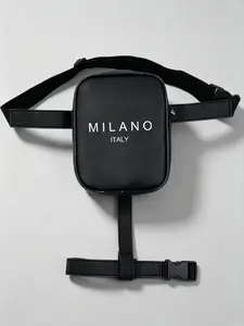 Italian Milan Style Print Leg Bag, PU Leather, Slim Fit, Casual, All Seasons, Perfect for School, Commute, Daily Wear, Street Fashion