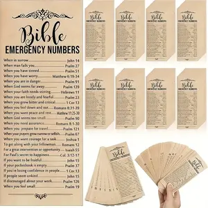 Bible Bookmarks, 20 Paper Bible Bookmarks, Church and Sunday School Supplies, Emergency Contact Numbers, Religious Gifts