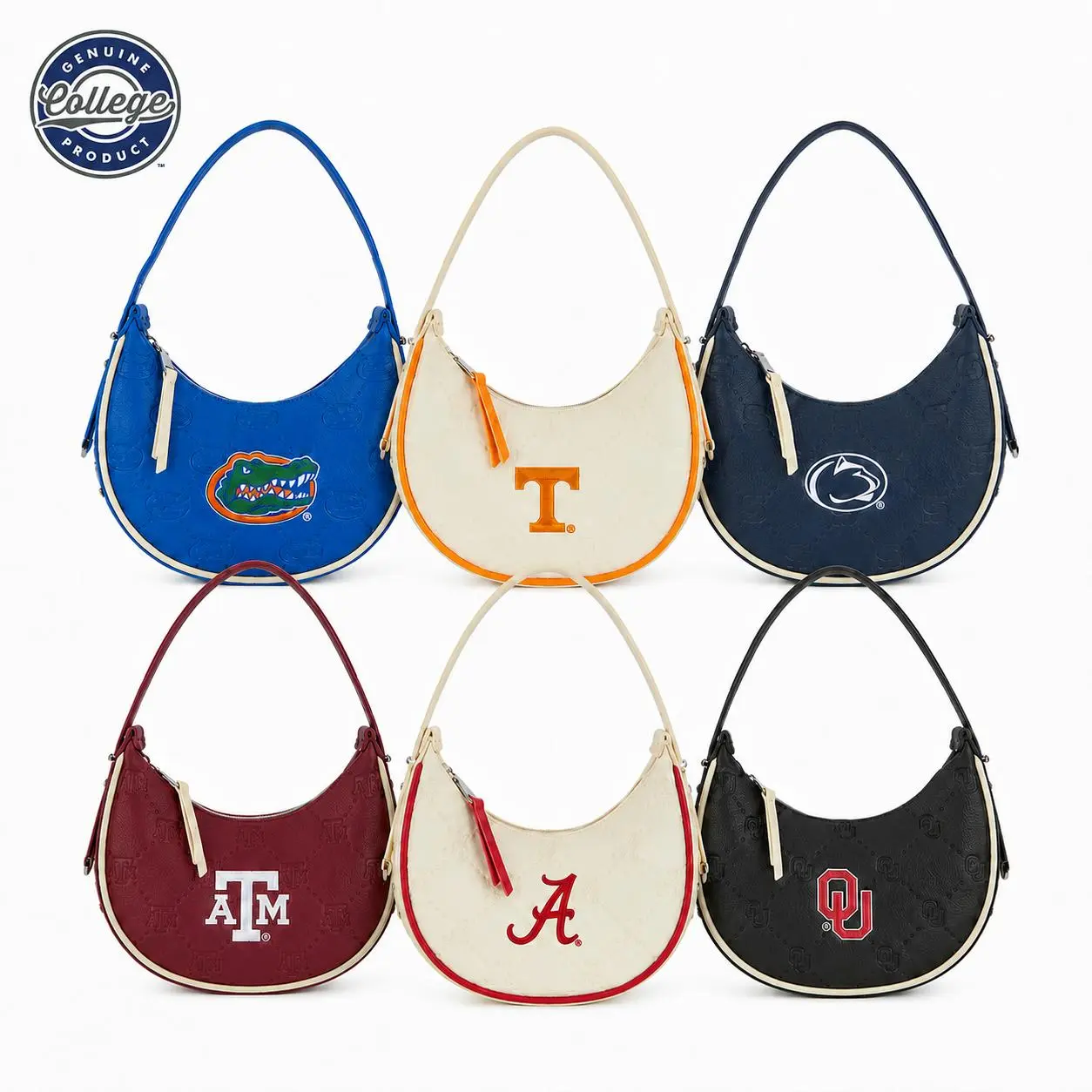 NCAA Crescent Shoulder Bag for Women - Stadium Approved Bags, Leather Underarm Purse with Zipper Closure for Game Day | Fans Bags,Alabama Crimson Tide/Oklahoma Sooners/Florida Gators/Tennessee Volunteers/North Carolina Tar Heels/Penn State,017
