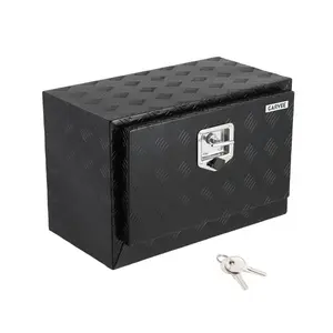 Heavy Duty Underbody Truck Tool Box, Lockable 36"x14"x16" Aluminum Diamond Plate Storage Box with Keys Waterproof T-Handle Latch for Pickup Trailer Van Under-Vehicle Cargo, Black