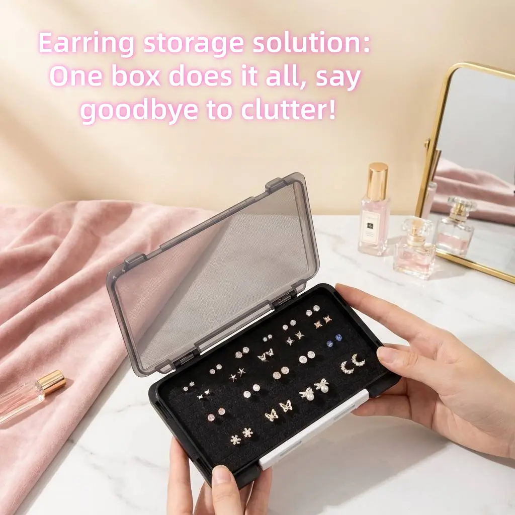 Jewelry Box for Stud Earrings – Huazi Storage Case, Large Capacity, Dustproof, Portable Earring Organizer