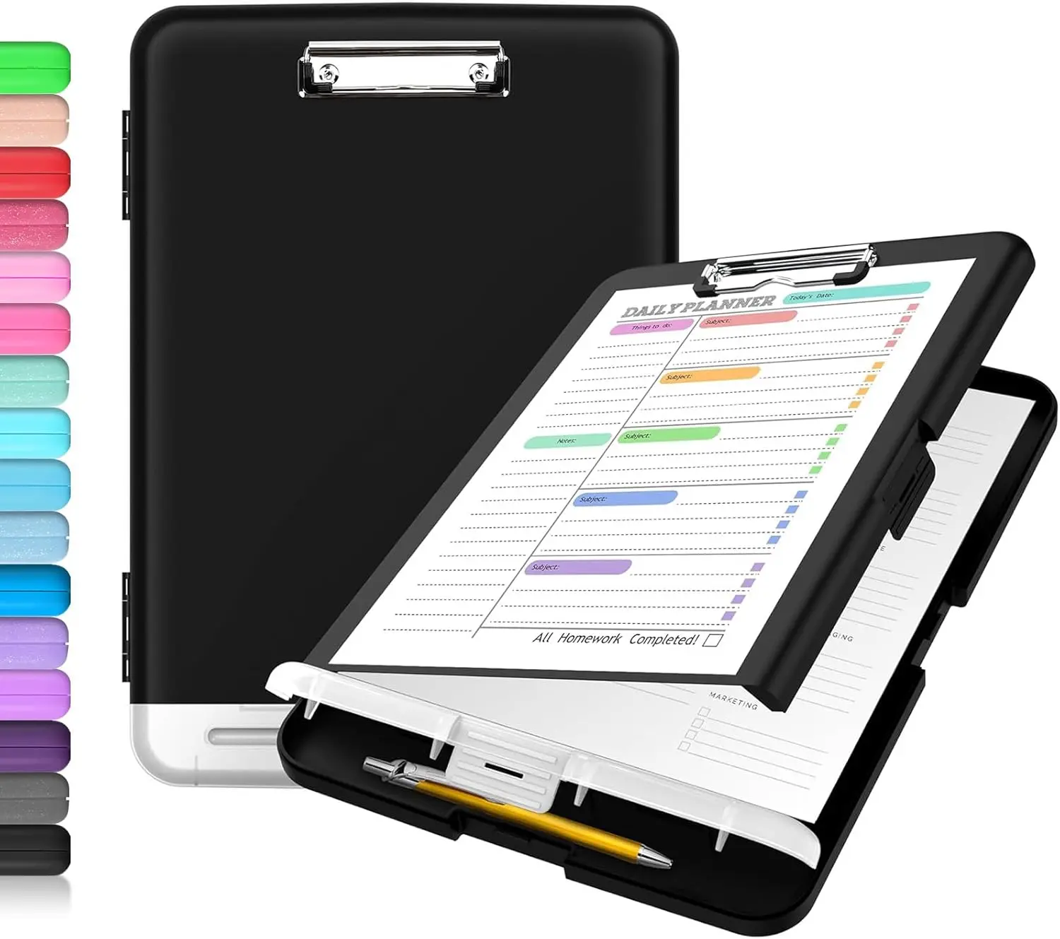 Toughest Clipboard with Storage Internal Pen Pouch Included Letter A4 Size Shockproof Heavy Duty Plastic Clip Boards 8.5x11” High Capacity Clipboards Box Case for Contractor Trucker Driver