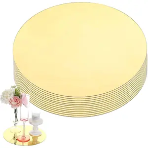 12 Pcs 10 Inch Acrylic Round Mirrors for Tables Centerpieces Circle Mirrors Candle Plates for Wall Wedding Table Centerpieces Round Mirror Tray for Baby Sh