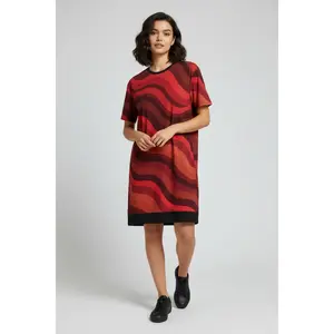 Copacabana Print T-Shirt Dress - Ruby