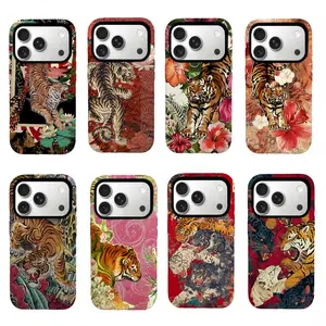 Japanes5 Ukiy0-E Tiger Print Phone Case, Bold Floral & Big Cat Aesthetic, Dual-Layer Shockproof Cover for iPhone 11-17 series and Samsung  S24-S26 series.Perfect for Her/Him Girly Phone Caseslovely gift