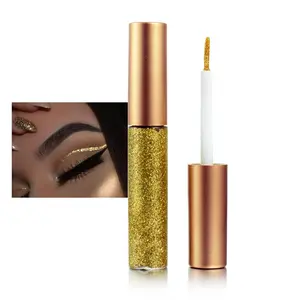 1-Pcs Glitter Eyeliner Liquid, Gold Shimmer Eyeliner, Long-lasting Waterproof Quick-Drying Metallic Shimmer Glitter Liner, Ultra-Fine Tip Sparkle Eye Liner for Multi Dimensional Eye Makeup