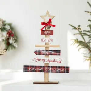 Christmas Decorations Tabletop Christmas Tree Pendants Wooden Five-pointed Star Gift