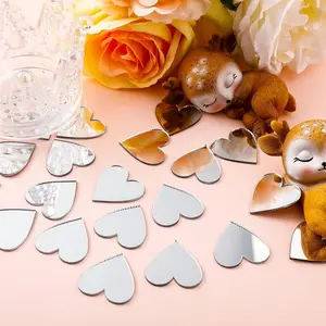 30 Piece Mini Heart-Shaped Acrylic Mirrors, DIY Home Decor, Wall Table Kitchen Room Decoration, Travel Size 0.78 Inch