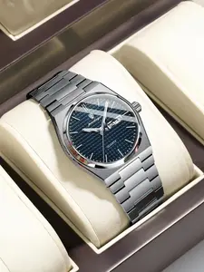 Men's Business Round Dial Analog Luminous Quartz Watch, Fashion Waterproof Watch for Party, Daily Clothing Decor, Trendy All-match & Exquisite Watch for Birthday Gift, Stainless Steel Watch