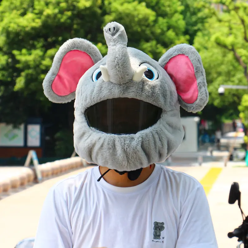 cow motorcycle helmet cover - (Black & White) complete with small horns and a relaxed expression Motorcycle Helmet Cover - Cow-