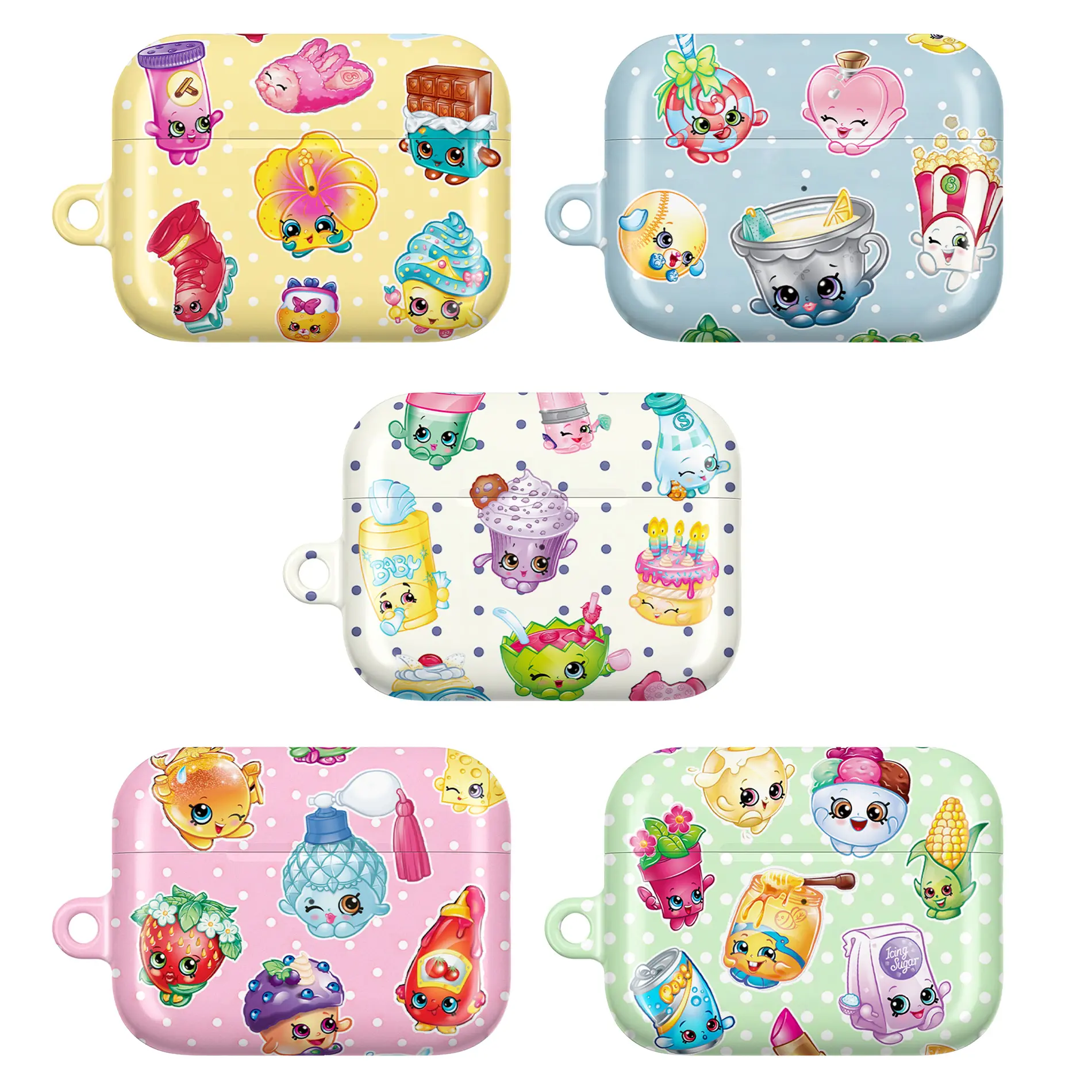 Shopkins Inspired AirPods Case – Kawaii Cute Food Cartoon Pattern Protective Cover for Apple AirPods Pro 1/Pro 2/Pro 3 & AirPods 1/2/3/4 | Aesthetic Gift for Girls