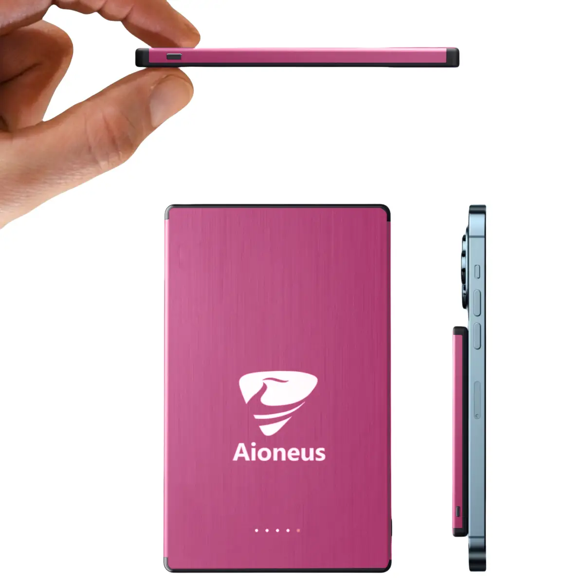Aioneus Magnetic Battery 5000mAh, 20W Wired Fast Charge, 15W Wireiess Charge, 7.5W MagSafe Wireiess charge,Ultra thin Magnetic Wireless Portable Charg