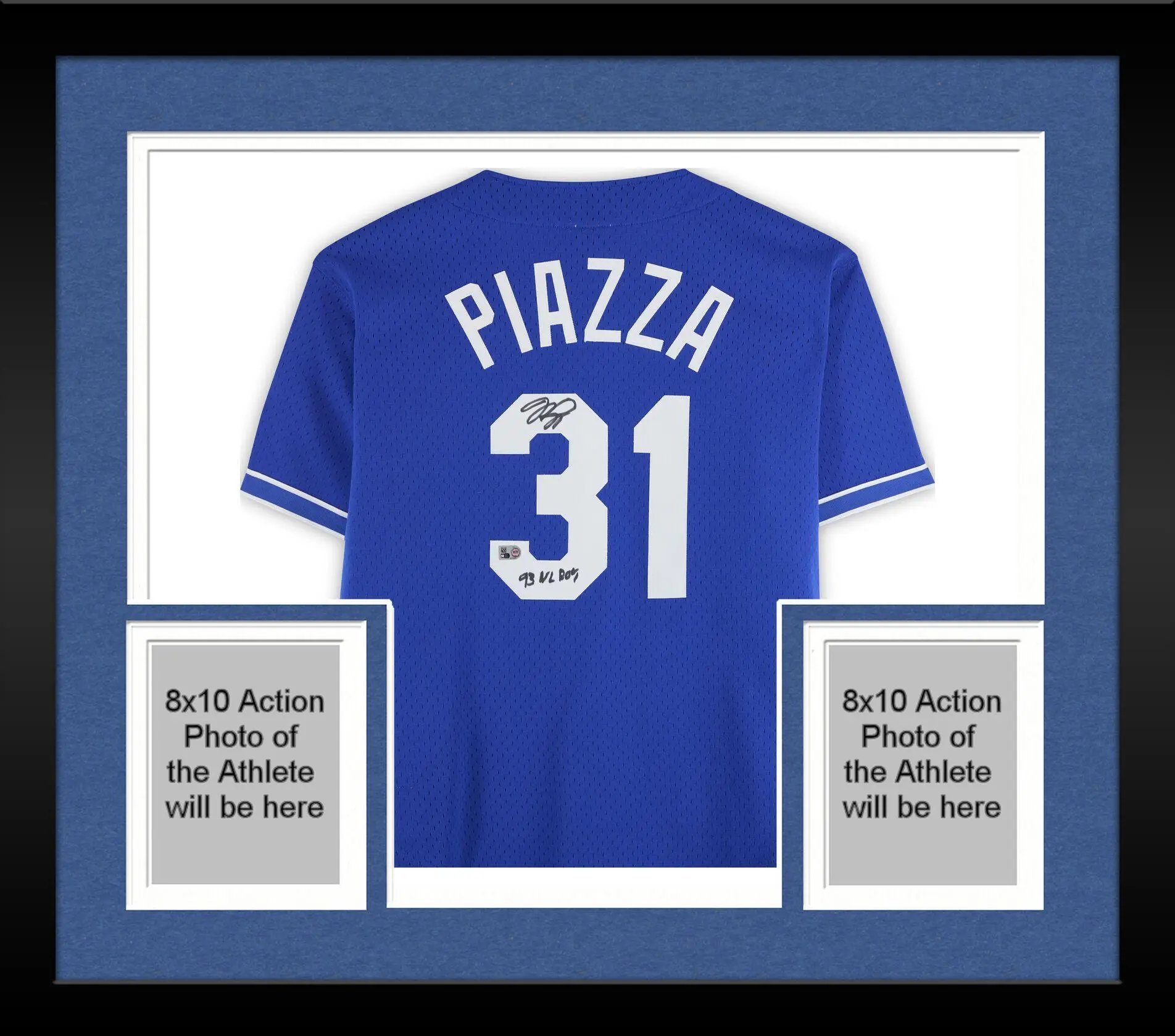 Framed Mike Piazza Los Angeles Dodgers Autographed Blue Mitchell & Ness Batting Practice Jersey with "93 NL ROY" Inscription - Fanatics Authentic Certified