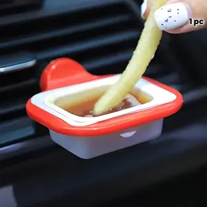 1 piece of multifunctional plastic car air outlet sauce clip, suitable for Car Cup Holders, durable and easy to use, vehicle dipping sauce accessories | small car items | durable plastic clip