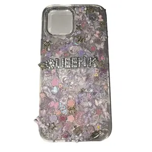 iPhone Charm Case - Glittery Design with "QUEEN" Text, Lightweight and Durable Protection for Your Device