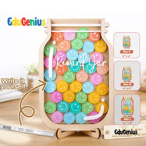 EduGenius Personalised Smiley Face Reward Jar – Custom Teacher Gift, Classroom Decor, Back to School Motivation Jar for Kids