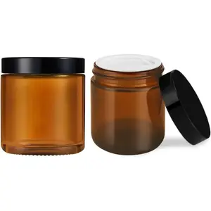 4 oz Small Glass Jars with Lids, Clear Glass Jars with Black Lids & Inner Liners, Mini Travel Sample Containers for Slime, Makeup, Cream, Lotion, Cosmetic - 2 Pack