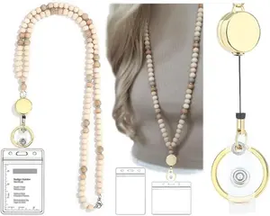 SAM & LORI Lanyards for Id Badges Teacher Lanyard With Id Holder Retractable Lanyards Beaded Cute Key Chain Keychain Women Cruise Ship Cards