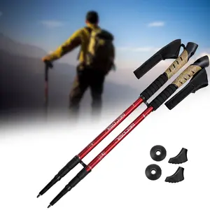 Multifunctional Hiking Trekking Pole Collapsible Alloy Stick with Anti-Slip Grip High-Strength Construction Outdoor Survival Use Compact Portable for Travel or Patrol Lightweight Aluminum Alloy 3-Section Telescopic Design