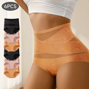 6 Pieces of High-Waisted Shaping Panties - Slimming, Compression, Hip-Lifting, Post-Partum Abdominal Shaping, Comfortable, Breathable, Soft, Ladies' Essential for Fall and Winter Shapewear Womenswear Sexy Basic