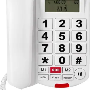 Corded Phone With Caller ID, Big Button Phone For Visually Impaired Seniors, Telephone Landline Phones - Adjustable Ringer, Speakerphone, And Handset Volume, Wall & Desk Land Line Phone For Home House