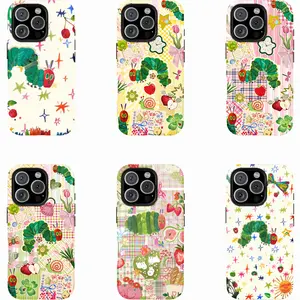 Cute Caterpillar Collage Phone Case|Whimsical Pastel Floral Patchwork Design|Kawaii Fruit Snail Ladybug Art For iPhone 17 Pro Max 16 15 14 13 12 11 for Samsung S21 S22 S23 S24 S25 Phone Case|Tough Phone Case|gift for him for her|Best Gift