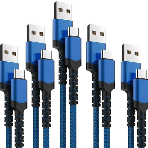 5 Pack USB Type C Charging Cables – Durable Nylon Braided Fast Charger Cord Set (3/3/6/6/10FT) for Samsung Galaxy, LG, Google Pixel & More Devices