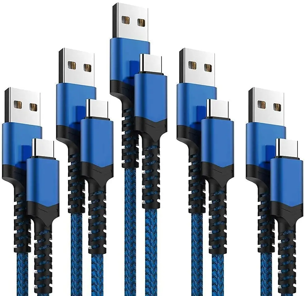 5 Pack USB Type C Charging Cables – Durable Nylon Braided Fast Charger Cord Set (3/3/6/6/10FT) for Samsung Galaxy, LG, Google Pixel & More Devices