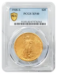 1908-S-St. Gaudens $20 - Type 3 With Motto