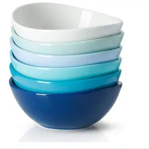Sweese 6 Inch Porcelain 18 oz Bowls Set of 6, for Soup | Cereal | Fruits | Rice - Microwave, Dishwasher, and Oven Safe - Cool Assorted Color