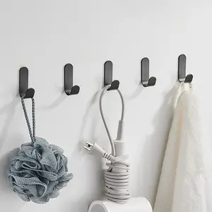 5pcs Thickened Single Hole Coat Hook Sticky Wall-Mounted Hook for Bathroom Kitchen and Wardrobe Punch Installation Elegant Design Resistant