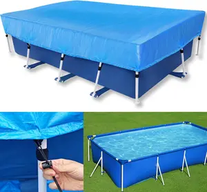 14x7 Rectangle Pool Cover Draw Strings 177 x 87 in Rectangular Frame Swimming 14 Foot Pool Cover for 178x86 Above Ground Pools Durable PE -Resistant Winter Cover