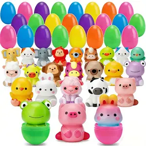 A set of 24 pre-filled, animal-shaped egg toys. Perfect for Easter egg hunts, basket stuffers, party gifts, and classroom rewards. Styles will be shipped randomly.