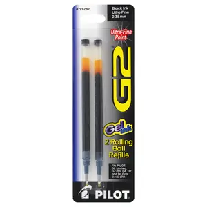 Pilot PIL77287 Pilot Refill for G2 Gel Dr. Grip Gel/Ltd ExecuGel G6 Q7 Ultra Fine Point Black Ink 2/Pack PK - PIL77287