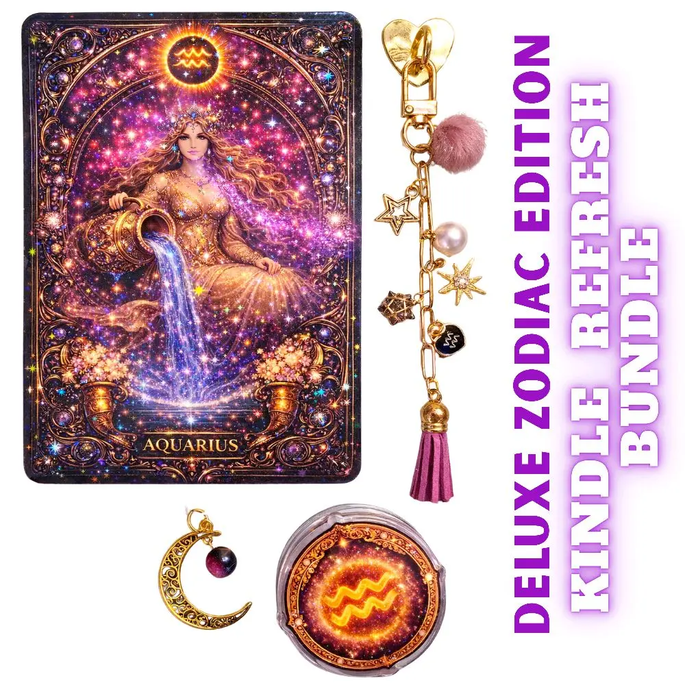 DELUXE ZODIAC Kindle Refresh Kit | Includes Insert, Magnetic Grip, Dust Plug Charm, and Chain Charm