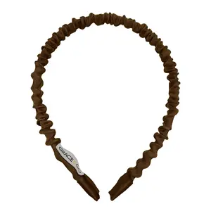 Lilli Skinny Ruched Satin Headband - Chocolate