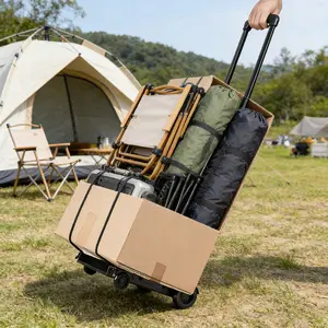 Heavy-duty folding stair climbing hand truck with ergonomic handlerotating wheels. Telescopic rod adjusts height freely for different items. Perfect for heavy goods, materials, express delivery and warehouse transport. Sturdy structure with stro