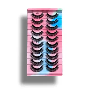KDBLASHES Extension Falsies Kit - D Curl A17/22 Pack of 10 Strip Lashes Round Doll Eye Effect