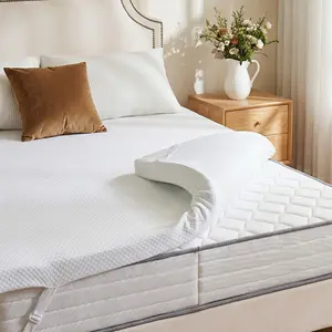 Cooling Mattress Topper, Supportive Memory Foam with Cooling Gel, Breathable Ventilated Cloth Design, CertiPUR-US Certified, Removable Plush Cover for Back Pain Relief