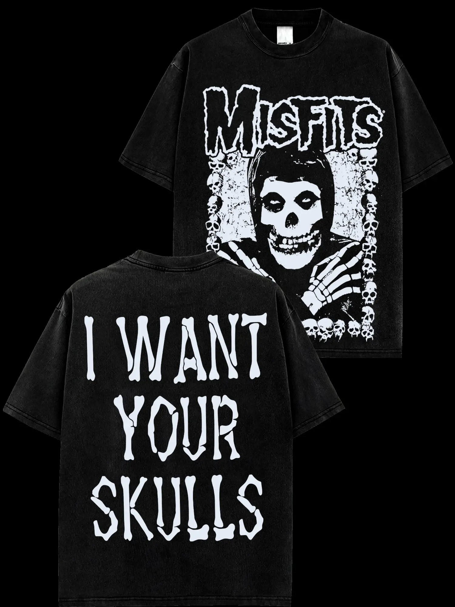 [MetalStyle] Misfits -Skulls  Retro Unisex 100% Heavyweight Cotton T-Shirt – Retro Y2K punk rock Streetwear Top Classic Hoodie Tshirt, Horror Punk Music Shirt, Alternative Streetwear Essential for Rock Lovers