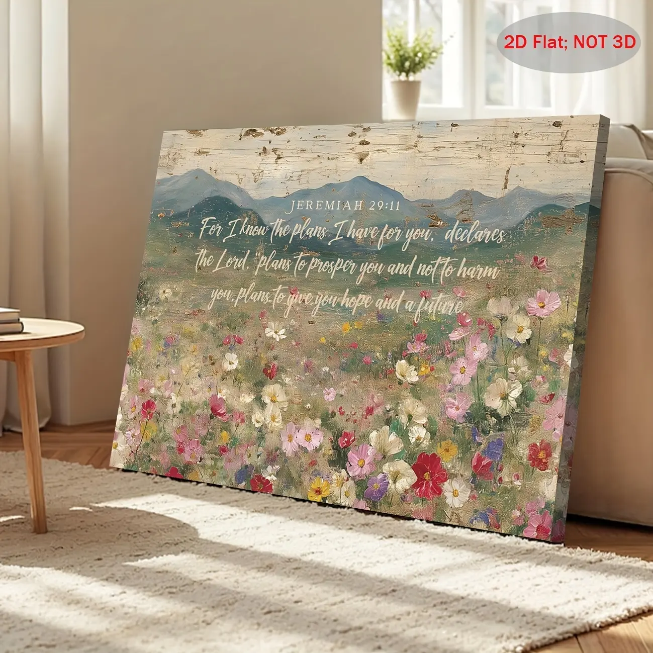 Jeremiah 29:11 Bible Verse Canvas Wall Art, Christian Inspirational Floral Landscape Decor for Bedroom, Living Room & Prayer Room