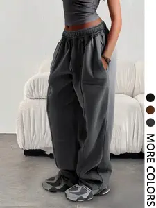 Women's Casual Pure Color Elastic Loose Waist Comfortable Sports Pants with Pockets, Breathable Fabric, Soft Material ，summer bummer pants