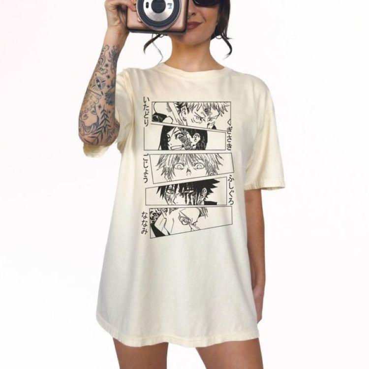 Comfort Colors Jujutsu Kaisen Anime Shirt, Cute Anime Lover Apparel Gift for Anime Lover Streetwear JJK Shirt