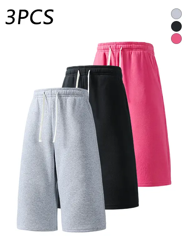 3-pack men’s 7/8 casual athletic sweatpants, adjustable drawstring elastic waistband, loose straight cut, skin-friendly breathable fabric