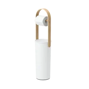 Umbra Bellwood Toilet Paper Holder & Reserve - Simple Design, White Color, Ideal for Home Use Restroom Bathroom Accessory Plastic Wooden