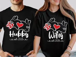 Hubby And Wifey Matching Shirt, Married Sweatshirt, Valentines Day Shirt, Hubby & Wifey Est 2026 Shirt, Love Couple Shirt, His And Hers Tee