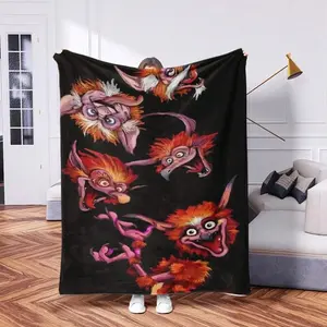 Labyrinth Movie-Inspired Ultra-Soft Flannel Blanket - Plush Throw With Goblin King Design In Black, Orange, Purple - All-Season Couch, Bed, Office, Travel Companion - Luxury Home Decor Gift For Labyrinth Fans, Expressive Pattern, A must-have for family