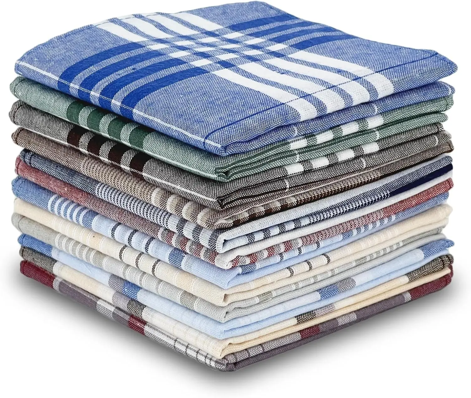 12 Pack Men's Handkerchiefs for Men Classic Assorted 16 Inch Large Mens Pocket Square Hankies Gents Hankerchieves